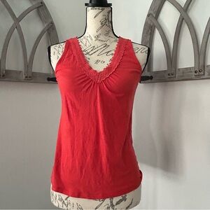 Talbots Sleeveless Top Size PETITE XS Laced Neckline V-Neck Cotton Lightweight